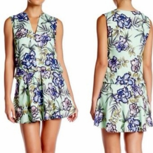 Alice + Olivia Brooke Oasis Mint Floral Dress Women's Size 4 - Picture 1 of 7